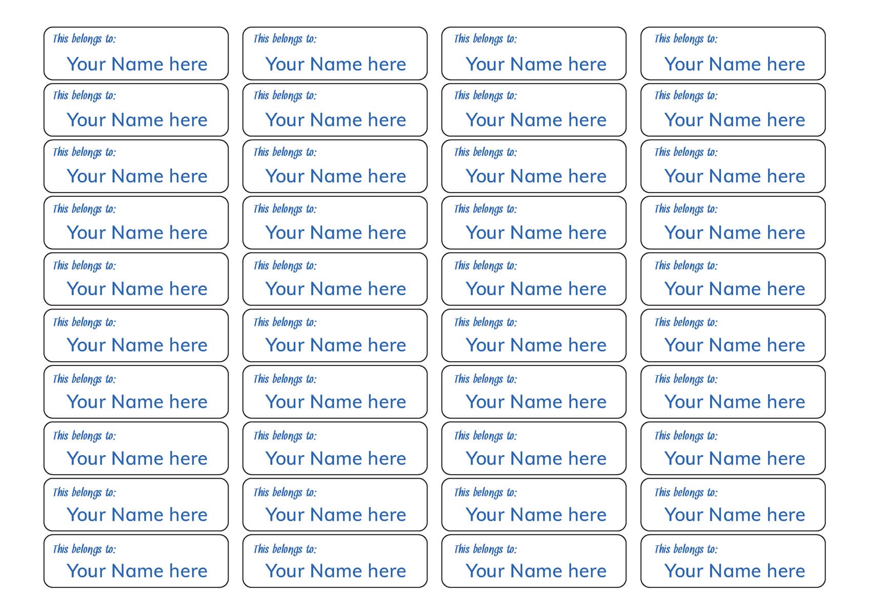 Name Labels – Coloured text